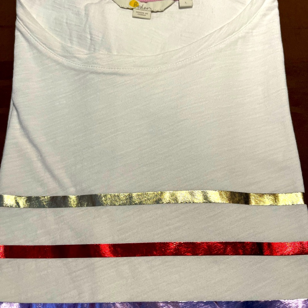 Boden Embellished White Tee Shirt